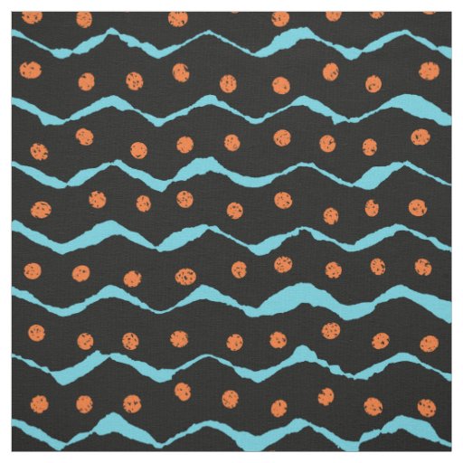 Black, Blue and Orange Pattern Fabric
