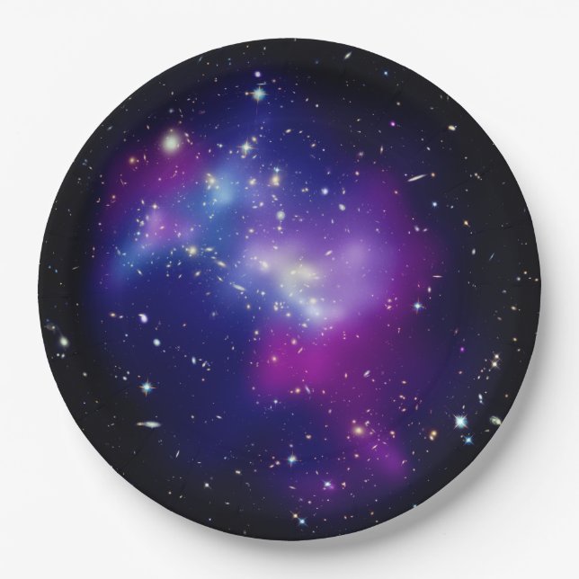 Black Blue and Purple Celestial Paper Plates (Front)