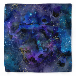 Black, Blue, and Purple Galaxy Bandana