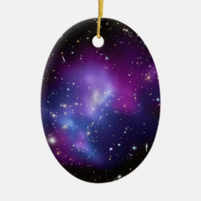 Black Blue and Purple Galaxy Cluster Space Photo Ceramic Ornament (Front)