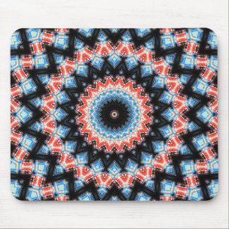 Black, blue and red Mandala Star Mouse Pad