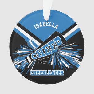 Black, Blue and White 📣 Cheerleader Ornament