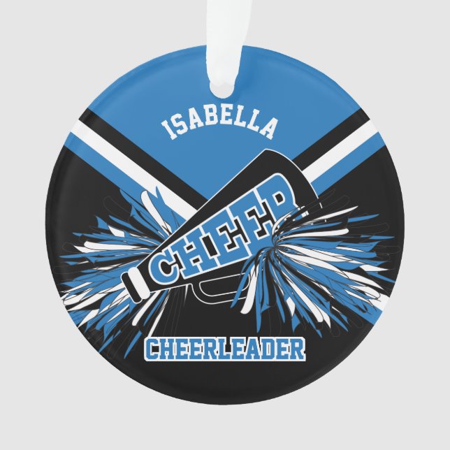 Black, Blue and White 📣 Cheerleader Ornament (Front)