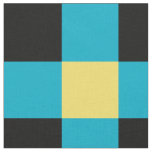 Black, blue and yellow checkerboard pattern fabric