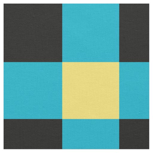 Black, blue and yellow checkerboard pattern fabric