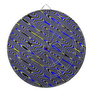Black Blue and Yellow Swirly Pattern Dart Board
