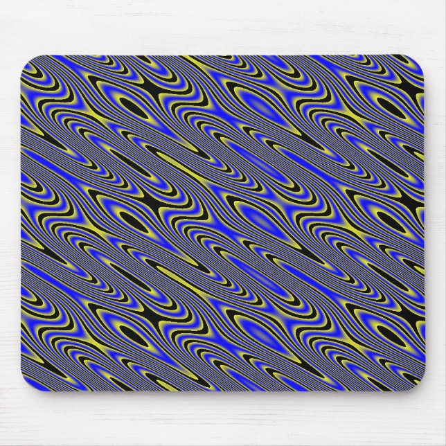 Black blue and Yellow Swirly Pattern Mousepad (Front)