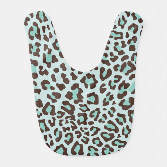 Black, Blue, Aqua Leopard Print Bib (Front)