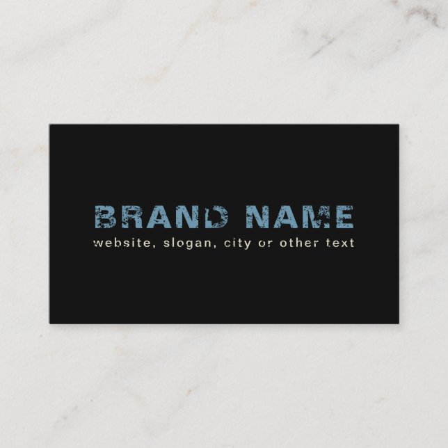 Black Blue Artsy Grunge Cool Brand + Your name Business Card (Front)