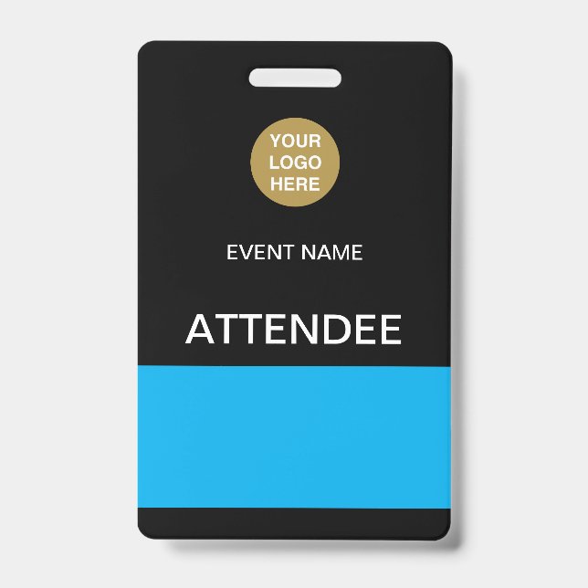 Black Blue Attendee Event ID Badge (Front)