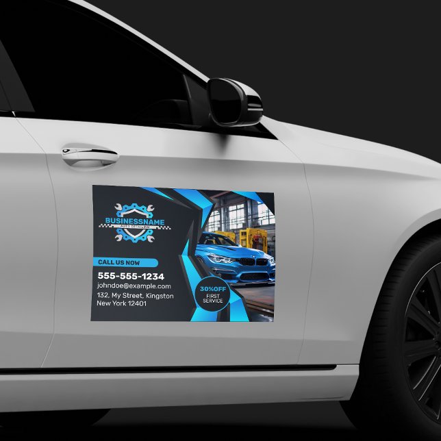 Black & Blue Automotive Auto Detailing Car Repair Magnet (Creator Uploaded)