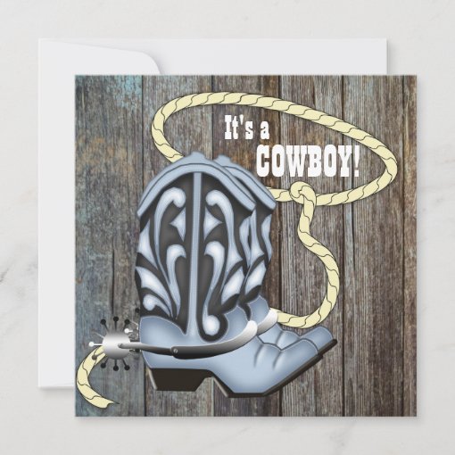 Black Blue Barn Wood Cowboy Baby Shower Invitation | Zazzle