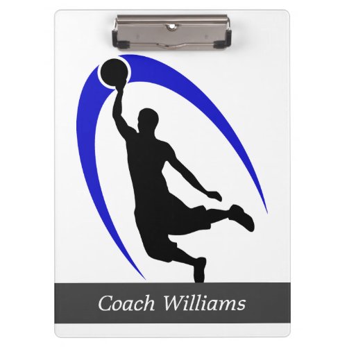 Black Blue Basketball Personalized Clipboard