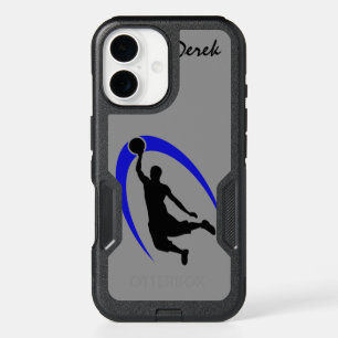 Black Blue Basketball Player iPhone 16 Case