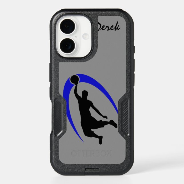 Black Blue Basketball Player Otterbox iPhone Case (Back)