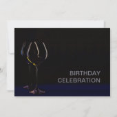 Black Blue Birthday Wine Glass Party Invitation | Zazzle