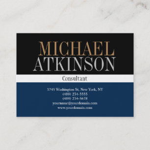 Black Blue Bold Text Trendy Stylish Business Card