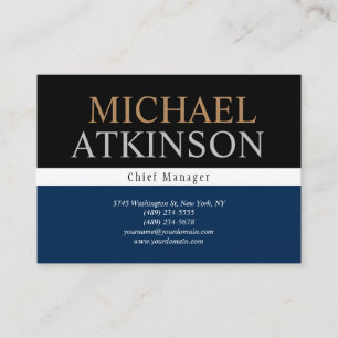 Black Blue Bold Text Trendy Stylish Large  Business Card