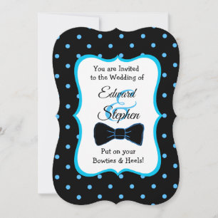 Black Blue Bowtie & Heels LGBT Wedding Invites