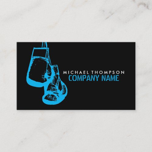 Black  Blue Boxing Gloves Boxer Boxing Trainer Business Card