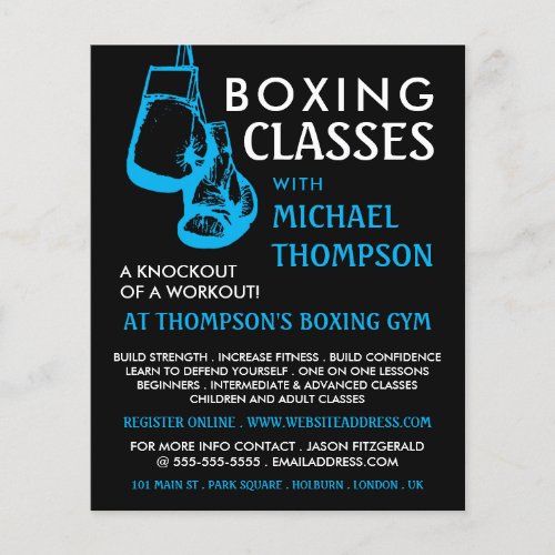 Black  Blue Boxing Gloves Boxing Class Advert Flyer
