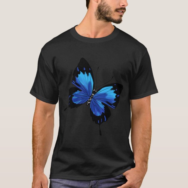 Black shirt with blue butterfly hot sale