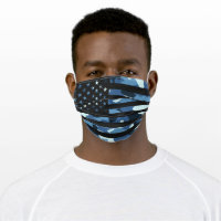 Black Blue Camouflage Camo American USA Flag Cloth Face Mask