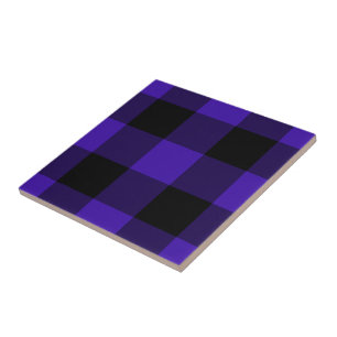 Black Blue Check Ceramic Tile