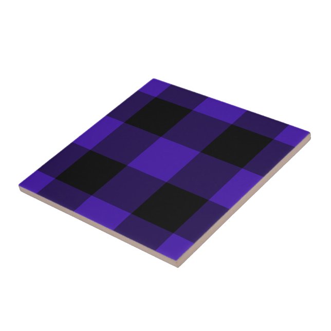 Black Blue Check Ceramic Tile (Side)