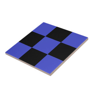 Black Blue Check Ceramic Tile