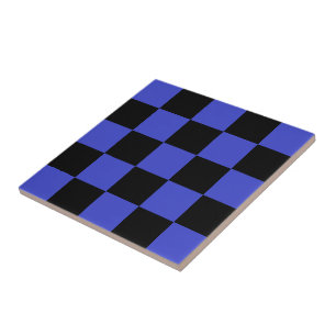 Black Blue Check Ceramic Tile