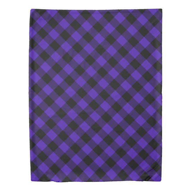 Black Blue Check Duvet Cover (Front)
