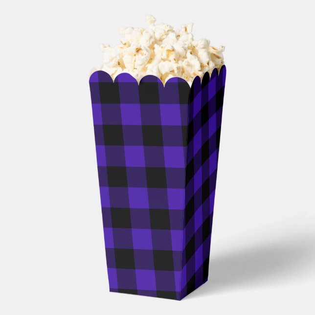 Black Blue Check Pattern Popcorn Box (Popped)