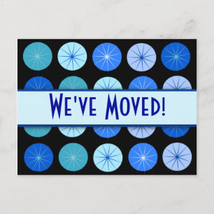 Black & Blue Circle We've Moved Contact Post Cards