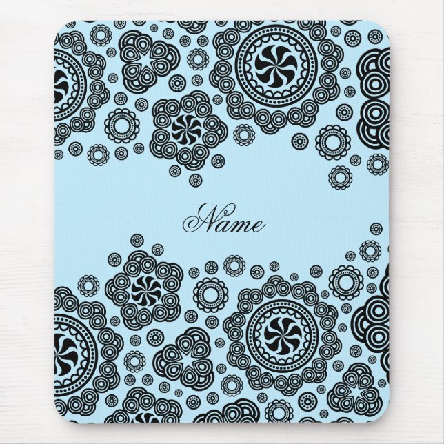 Black & Blue Circles Pattern Mouse Pad (Front)