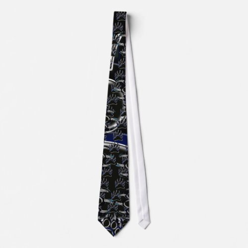 BLACK BLUE COLOR GRAPHIC BEAR PAW TIE