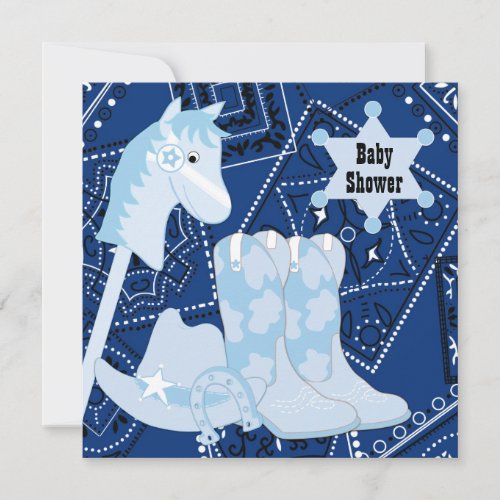 Black Blue Cowboy Boots Cowboy Baby Shower Invitation