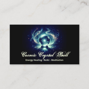 Black blue Crystal ball Energy Reiki Meditation Business Card
