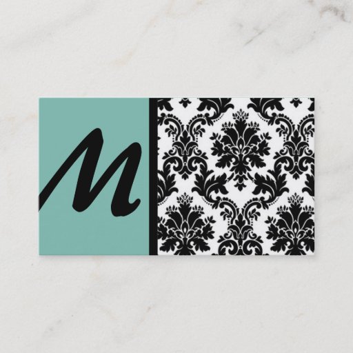 Customizable Black Blue Damask Business Cards