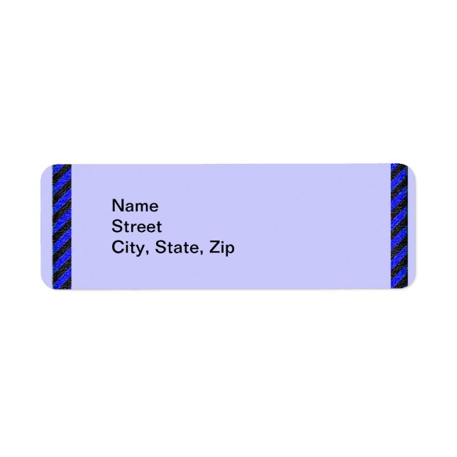 Black Blue Diagonal StripesSides Address Label (Front)