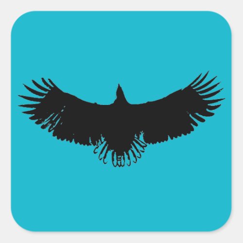 Black  Blue Eagle Silhouette Artwork Sticker