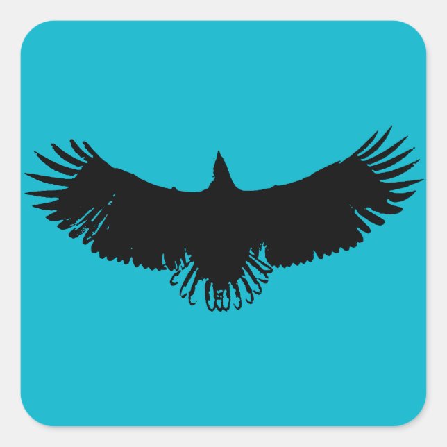 Black & Blue Eagle Silhouette Artwork Sticker (Front)