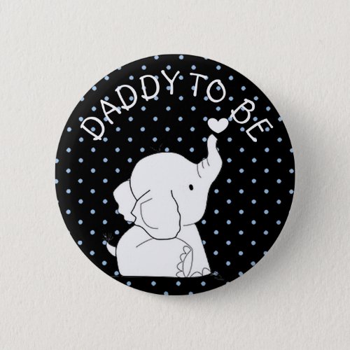 Black Blue Elephant Baby Shower Pin Dad to be