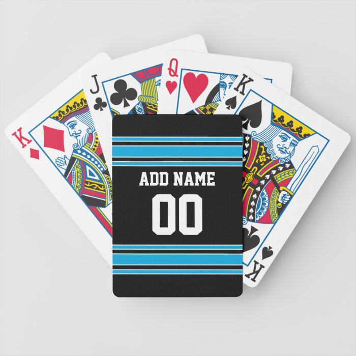 Black Blue Football Jersey Custom Name Number Deck Of Cards