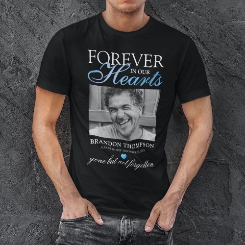 Black Blue Funeral Photo Memorial T-Shirt