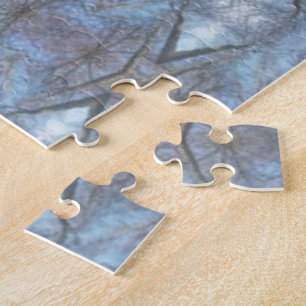 Black Blue Geometric Cross Diamonds Pattern Jigsaw Puzzle