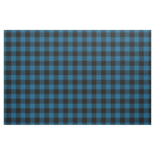 Black Blue Gingham Checks Tartan Squares Pattern Fabric
