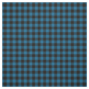 Black Blue Gingham Checks Tartan Squares Pattern Fabric
