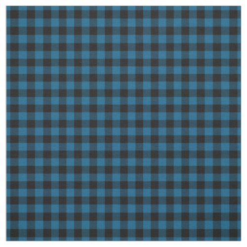 Black Blue Gingham Checks Tartan Squares Pattern Fabric