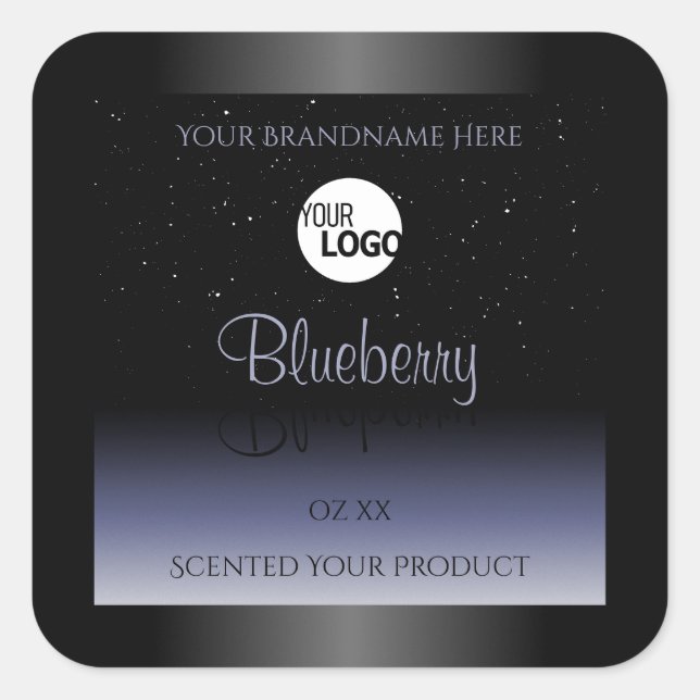 Black Blue Gradient Product Labels Glitter Logo (Front)